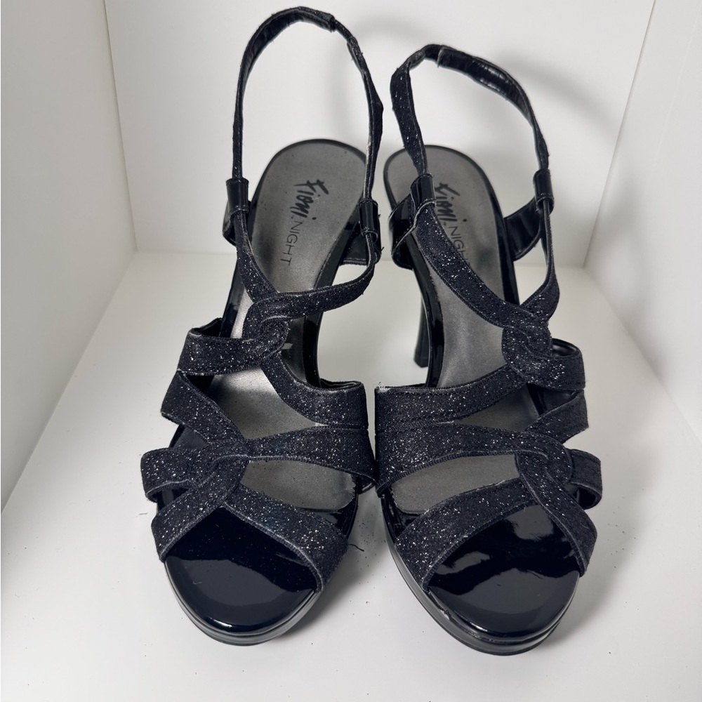 FIONI Clothing Glittery Black Strappy Heels
